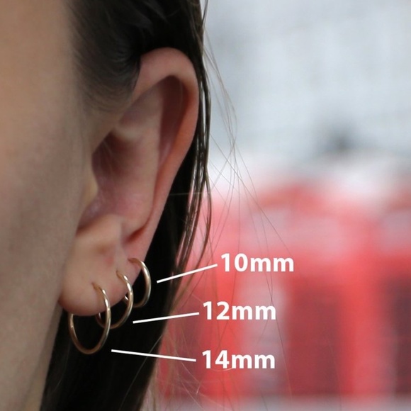NEW Solid 14K Gold Endless Hoops, 10mm - Picture 2 of 7